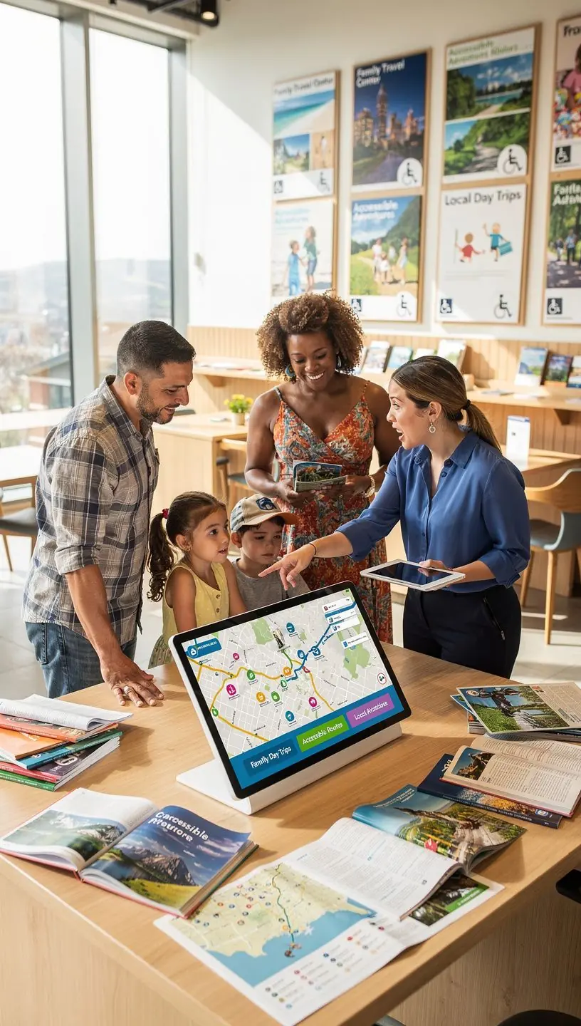 Rodzina spacerująca po parku miejskim z dziećmi, ciesząca się piknikiem na trawie.