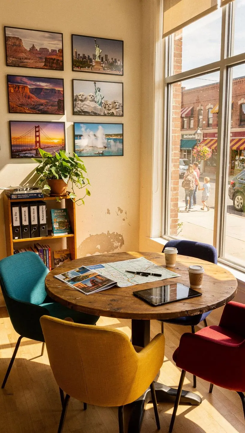 Rodzina zwiedzająca miasto z dziećmi, korzystająca z mapy turystycznej.